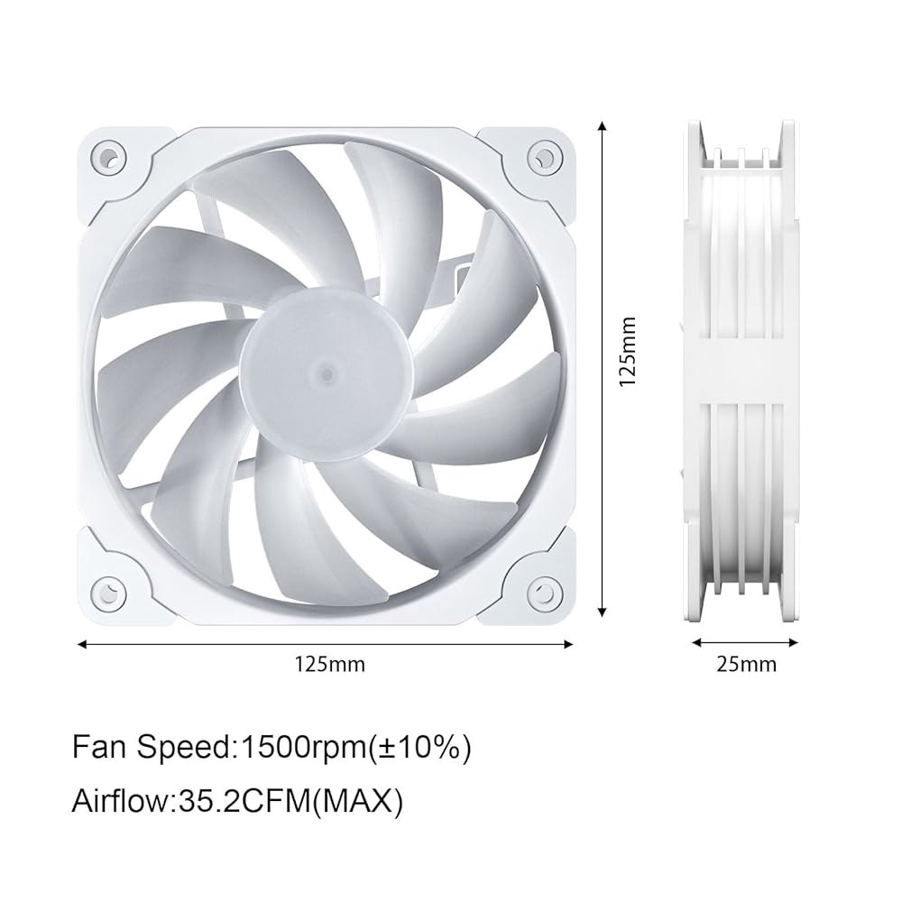 베트루 3팩 컴퓨터 케이스 팬 120mm 주소 RGB 및 PWM 냉각 팬, 컨트롤러 허브 포함 고성능 - 흰색 120mm-FDB Black 3 - 상세 이미지 2