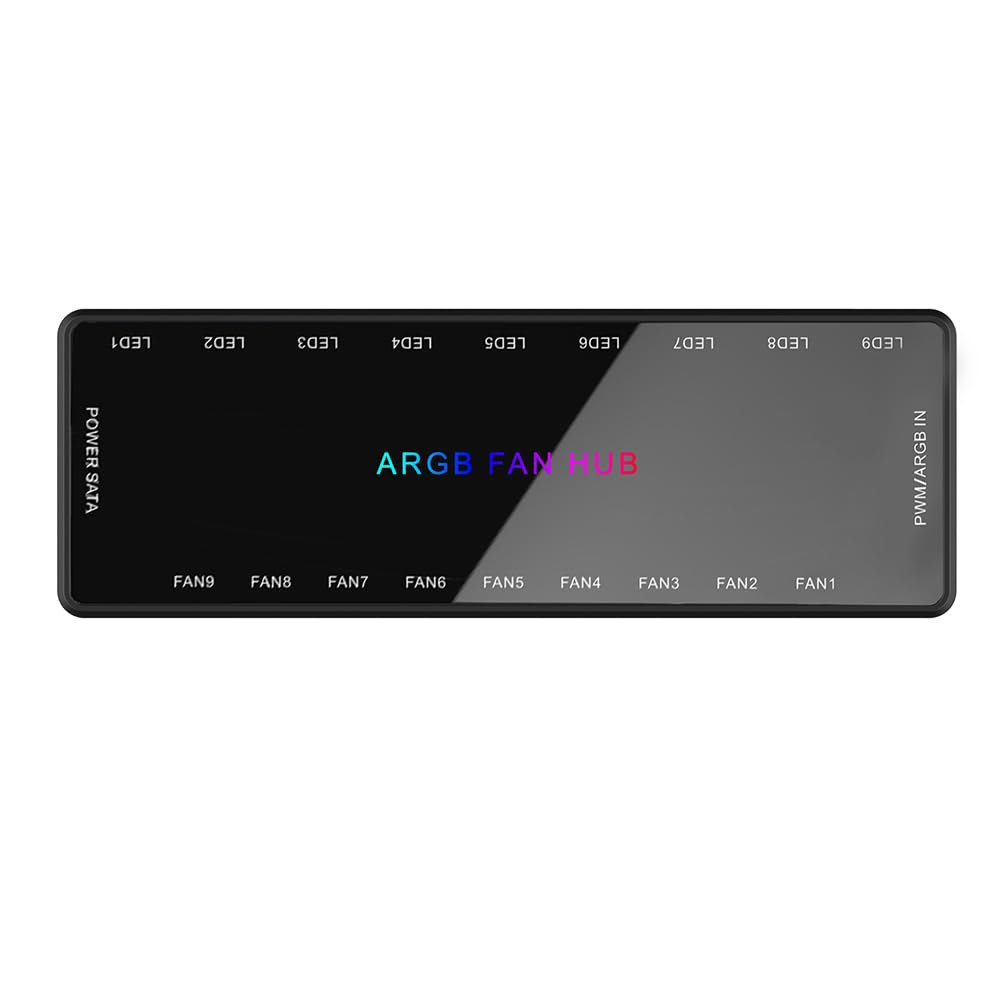 쉐이킹 탱크 ARGB 및 PWM 팬 허브, 9포트 RGB 1~9멀티웨이 마그네틱 백플레인 스플리터 5V / 3핀 케이스 허브 어댑터 블랙 - 상세 이미지 2