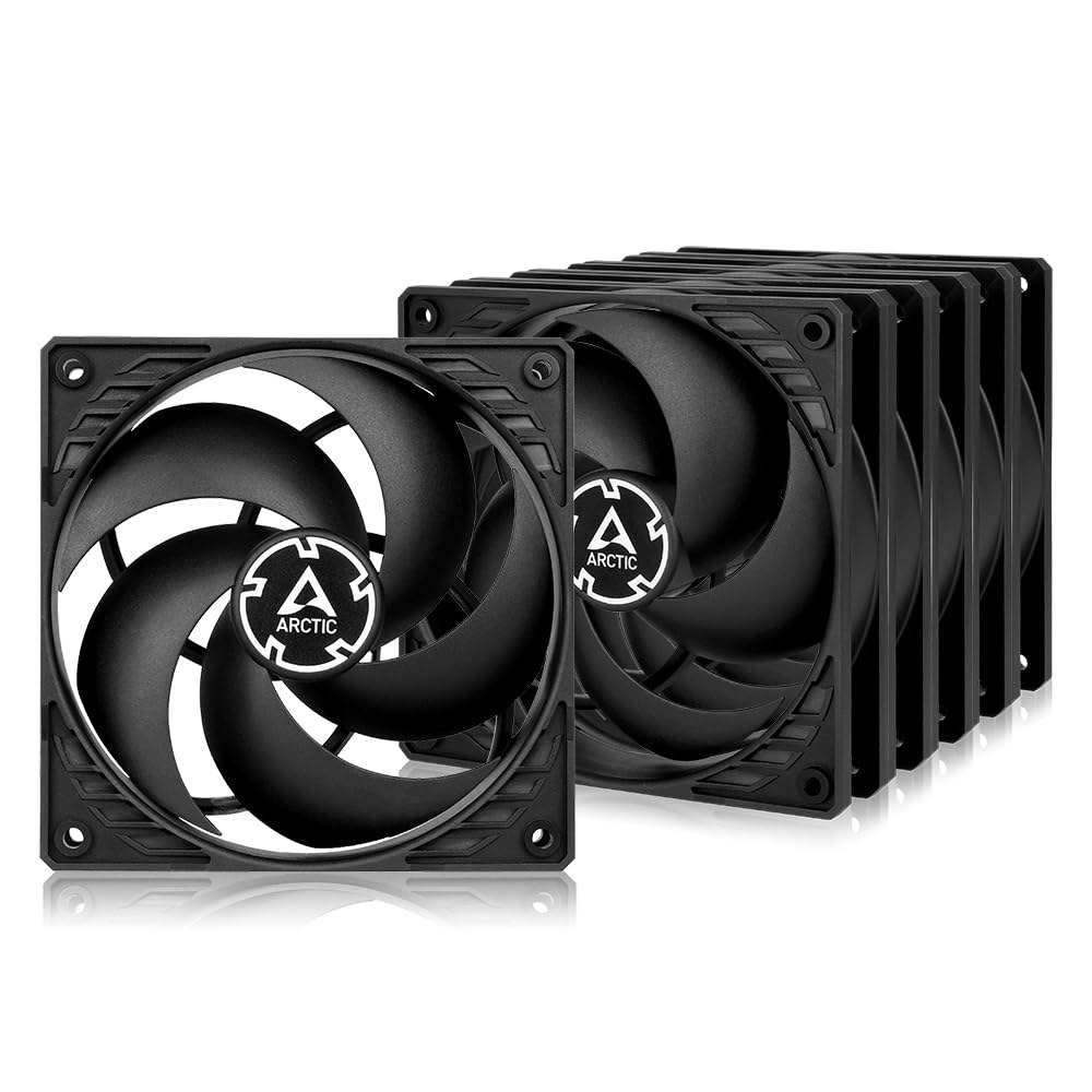ARCTIC P12 PWM PST(5팩) - PC 팬, 120mm 케이스 공유 기술(PST), 압력 최적화, 조용한 모터, 컴퓨터, 200 u20131800 RPM(0 RPM 5 - 상품 이미지
