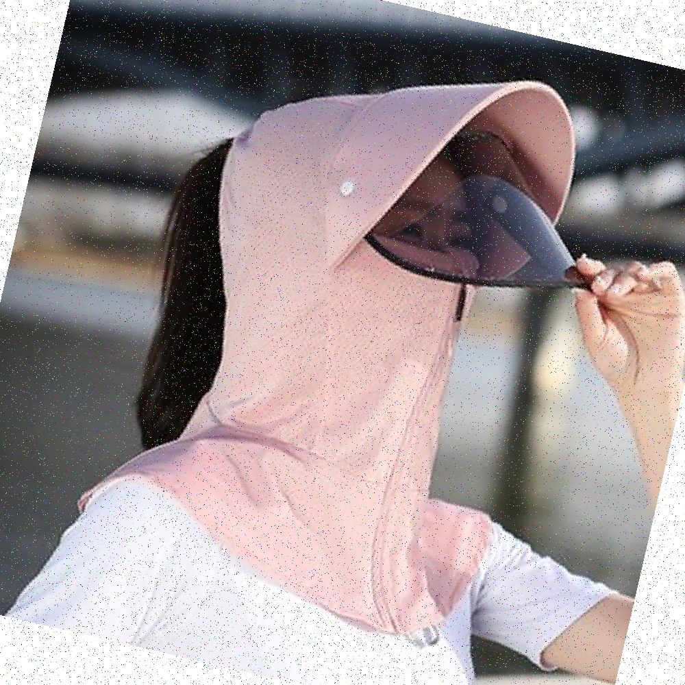 썬바이저썬캡모자 모자 농사야외 여성용 얼굴가리개 풀커버 자외선차단 핑크 - 상품 이미지
