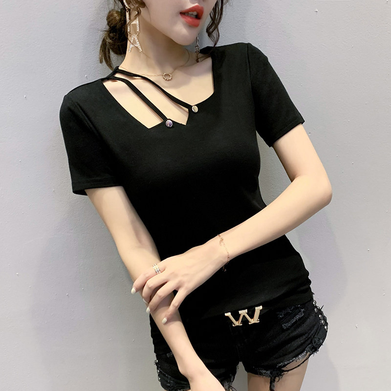 라인댄스 상의 사교 라틴 여성 방송 댄스스포츠 줌바복 반팔티 스퀘어넥 포인트 - 상세 이미지 2