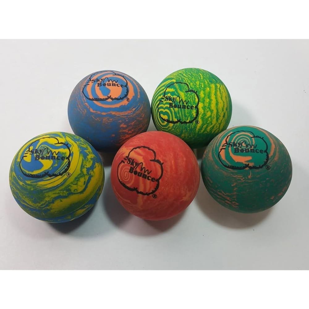 Sky Bounce Balls 레인보우 컬러 고무 캐치, 게임용, 라켓볼, 기타 고무(12팩) 핸드볼, 할로우 및 지름 스틱볼, 5.7cm(2 프리미엄 1/4인치) 핸드볼(핸드볼) 상품 이미지