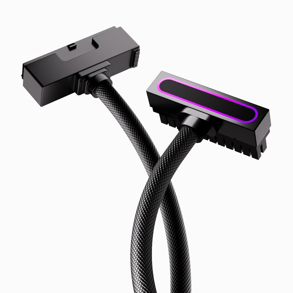AIJS 24핀 PSU 연장 케이블, 5V 3핀 ARGB PC 18AWG 90도 직각 설계로 더 깨끗한 빌드용.30CM(블랙) Black 4+4 Pin-CPU - 상품 이미지