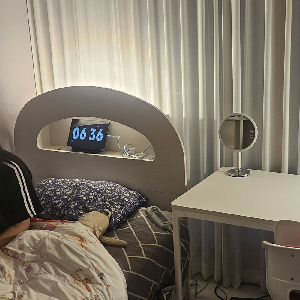 문 침대프레임 3서랍 수납 LED 어린이 침대 헤드형, Q(퀸), 화이트 이미지 8