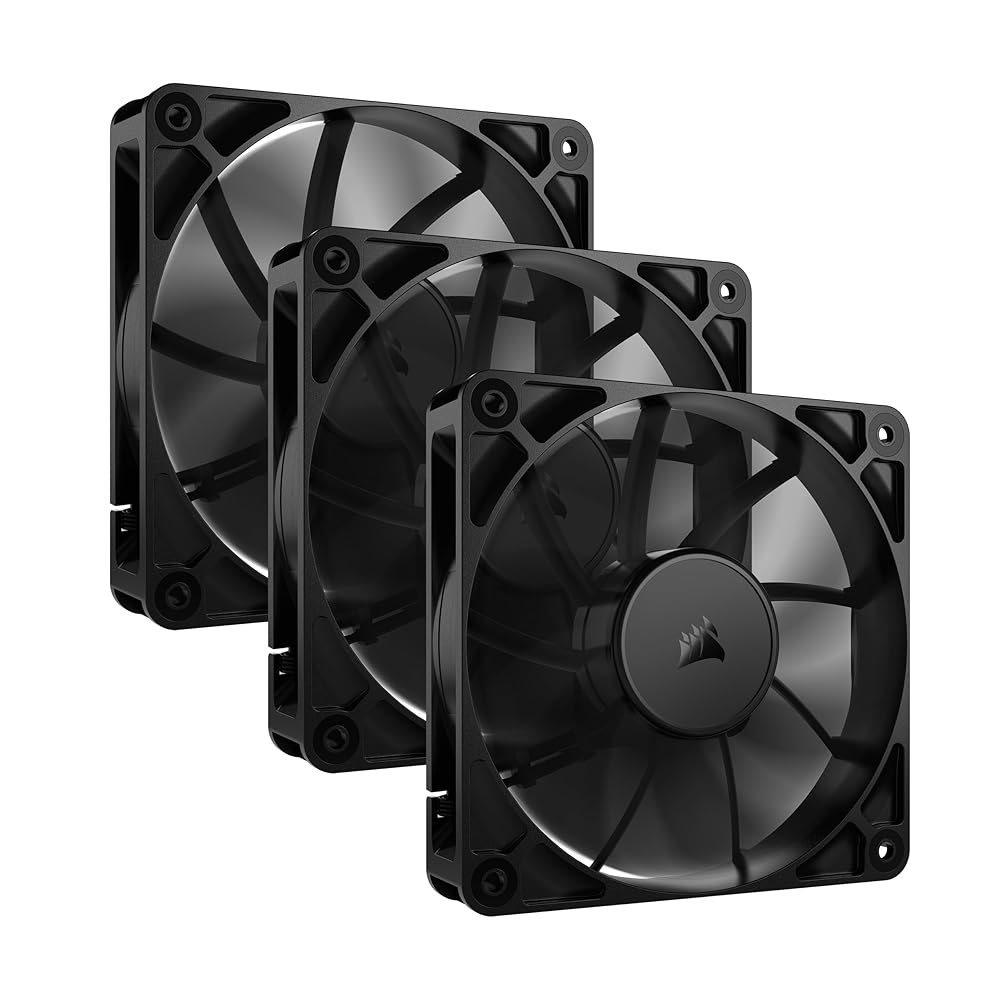 CORSAIR RS120 120mm PWM 팬 u2013 데이지 체인 연결 저소음 마그네틱 돔 베어링 트리플 팩 블랙 ARGB Black 1 x 140mm - 상품 이미지