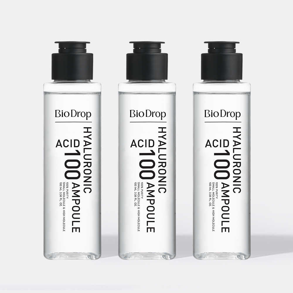 바이오드롭 히알루론산 100 앰플 순도 100% 고농축 원액 고보습 세럼 100ml, 3개 - 상품 이미지