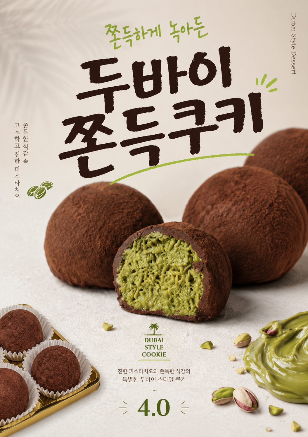 두바이쫀득쿠키 포스터 두쫀쿠 제작 메뉴 인쇄 디저트 카페 G 반광택 인화지 235g A3 - 상세 이미지 2