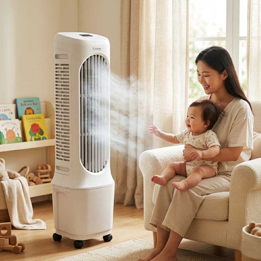 아기방 저소음 냉풍기 아파트 대용량 이동식 에어쿨러 가정용 작은방 저전력 5평 얼음선풍기 - 상품 이미지