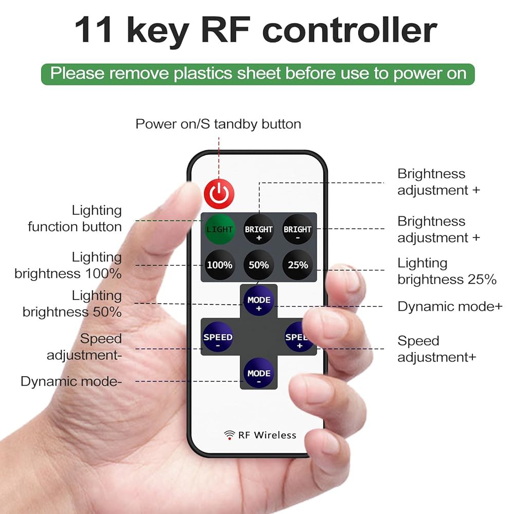 RGBZONE 2팩 RF 무선 리모컨, DC5V-DC24V 단색 5050 3528 5630 LED 스트립 조명, 디머 컨트롤러 밝기 및 효과 모드, 리모컨 Red - 상세 이미지 2