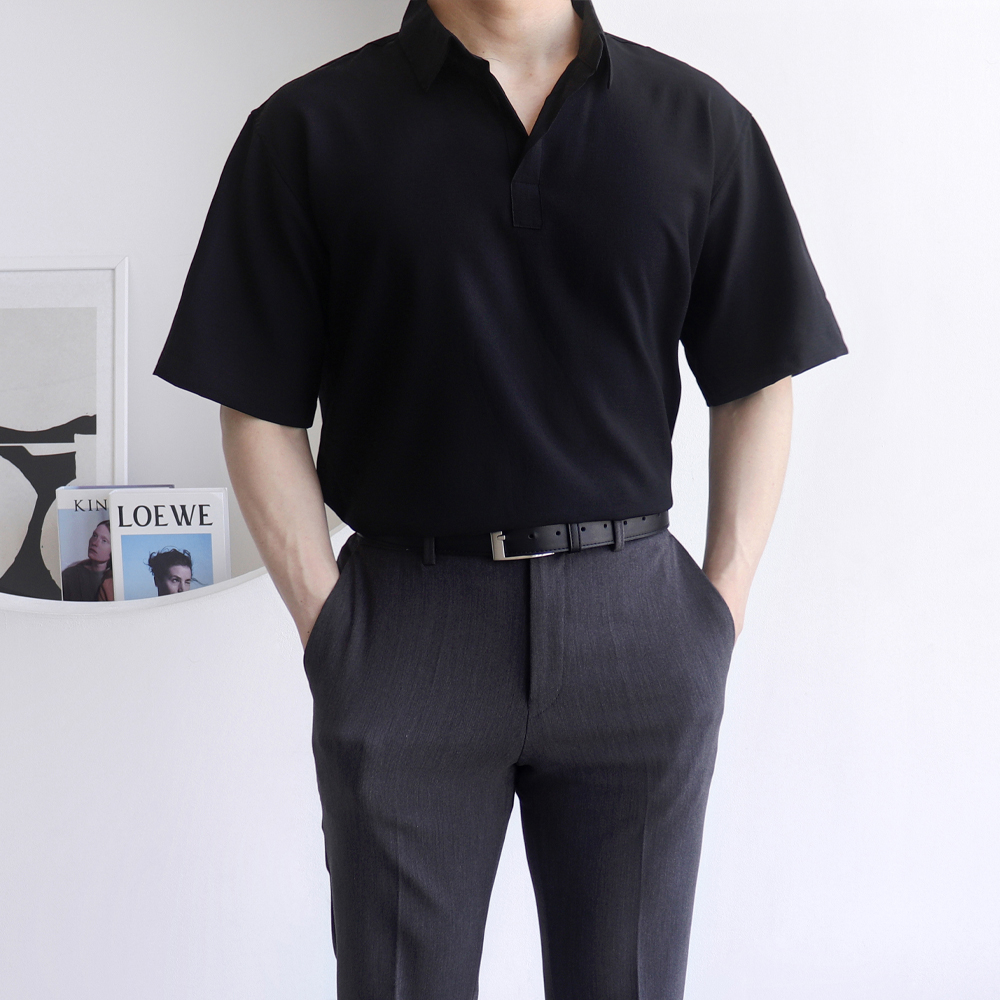 오버핏카라티 링클프리반팔 남자흰티 - 상품 이미지