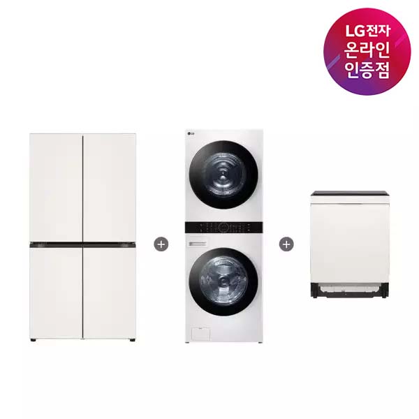 LG 디오스 냉장고 + LG 트롬 워시타워 + LG 디오스 식기세척기 (T876MEE111 + W2421WAMR + DUE6BGL1E) - 상품 이미지
