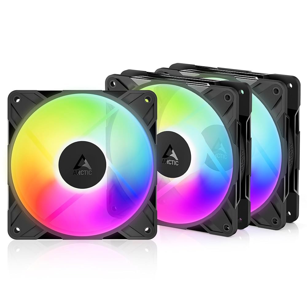 ARCTIC P12 Pro 리버스 A-RGB u2013 3팩 120mm 프리미엄 팬, 공기 흐름, PWM 팬(Y 케이블 스플리터 포함), 500-3000 RPM, 0 RPM 5 - 상품 이미지