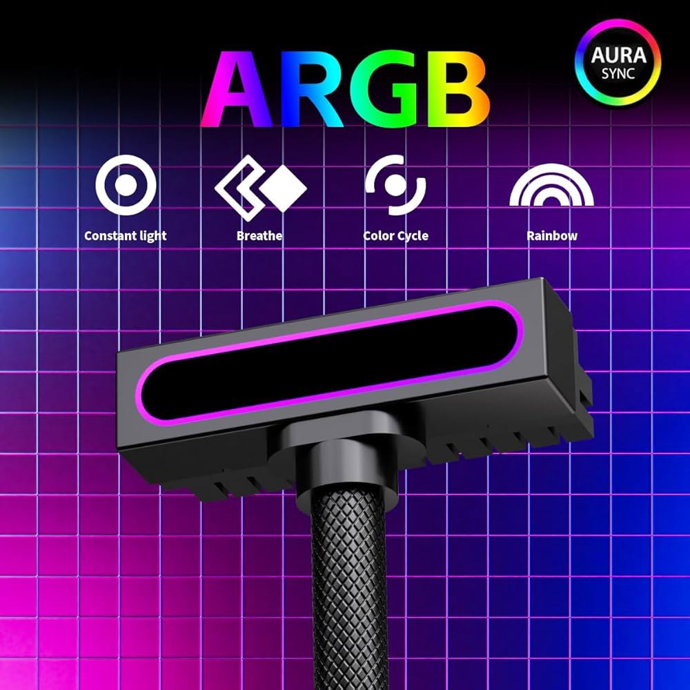AIJS 24핀 PSU 연장 케이블, 5V 3핀 ARGB PC 18AWG 90도 직각 설계로 더 깨끗한 빌드용.30CM(블랙) Black 4+4 Pin-CPU - 상세 이미지 2
