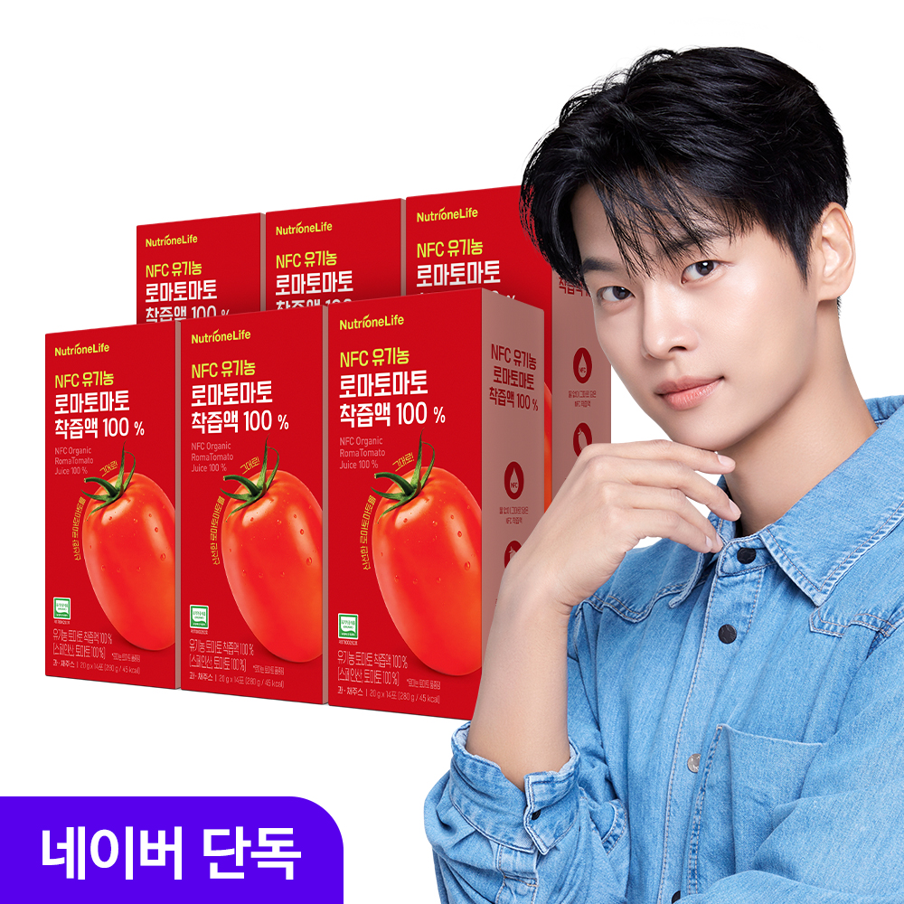 뉴트리원 NFC 유기농 로마 토마토 착즙액 100% 라이코펜 주스 14포, 6개 - 상품 이미지