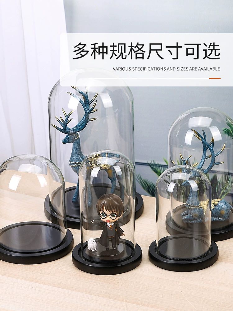 피규어 케이스 돔 투명 보관함 진열 아크릴케이스 외경 12x15cm 높이 블랙 바닥 - 상세 이미지 4