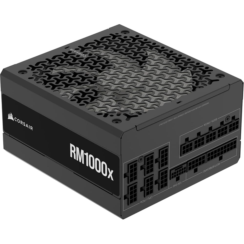 CORSAIR RM1000x ATX 3.1 PCIe 5.1 준비 완료 1000W 전원 공급 장치 u2013 저소음, 사이베네틱스 골드 효율, 네이티브 12V-2x6 커넥터 블랙 - 상품 이미지