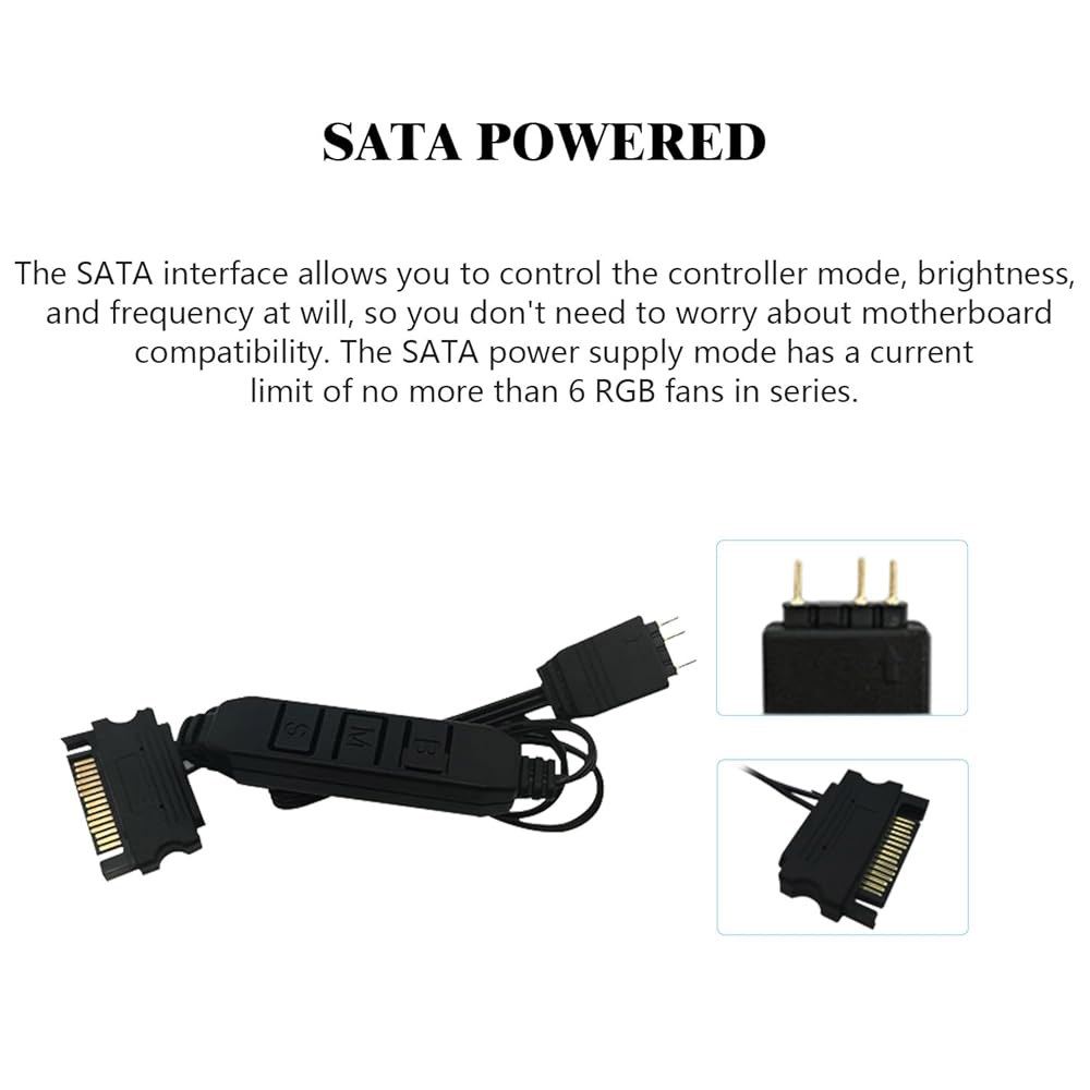 Thermalright 5V 3PIN A-RGB 팬 컨트롤러, 조명 컴퓨터 케이스 3핀 ARGB 인터페이스, SATA 전원 공급 지원 - 상세 이미지 3