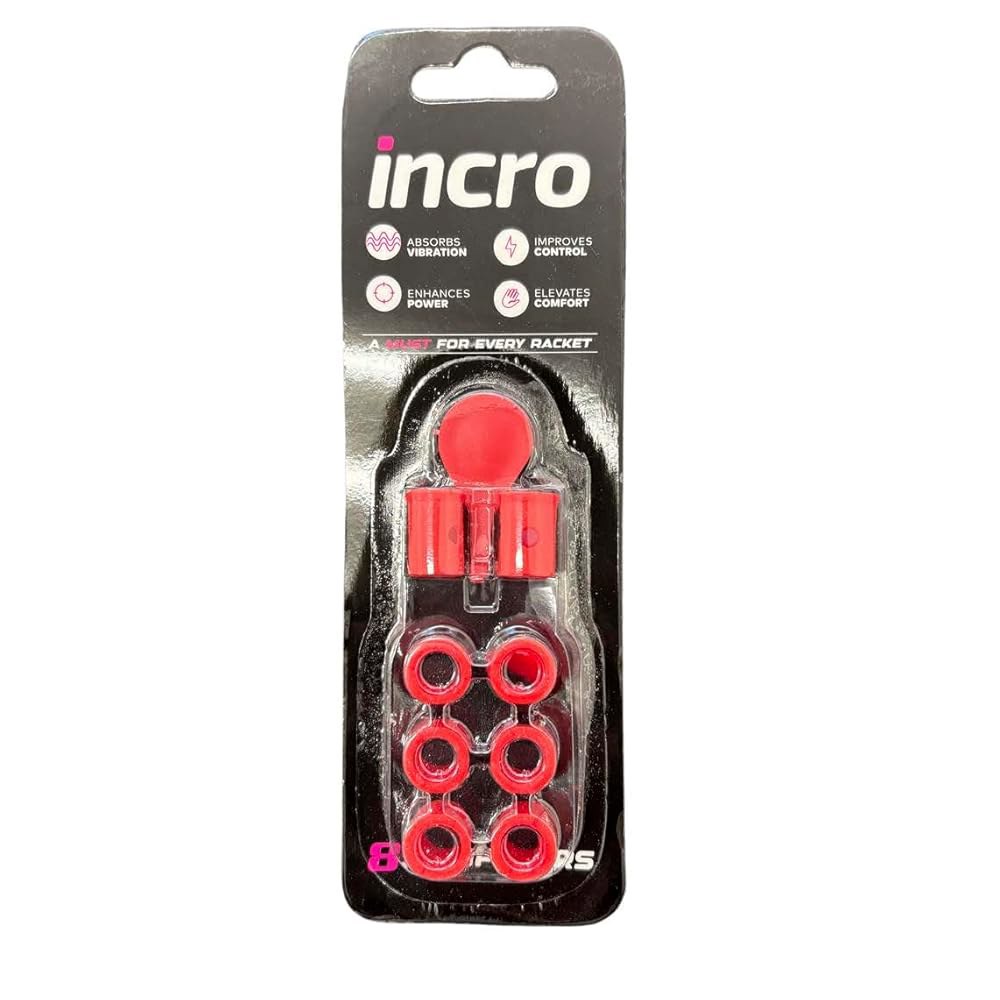 Incro Padel 라켓 댐프너 레드 - 있는 8팩, 제어 고무 향상된 내구성 진동 - 상품 이미지