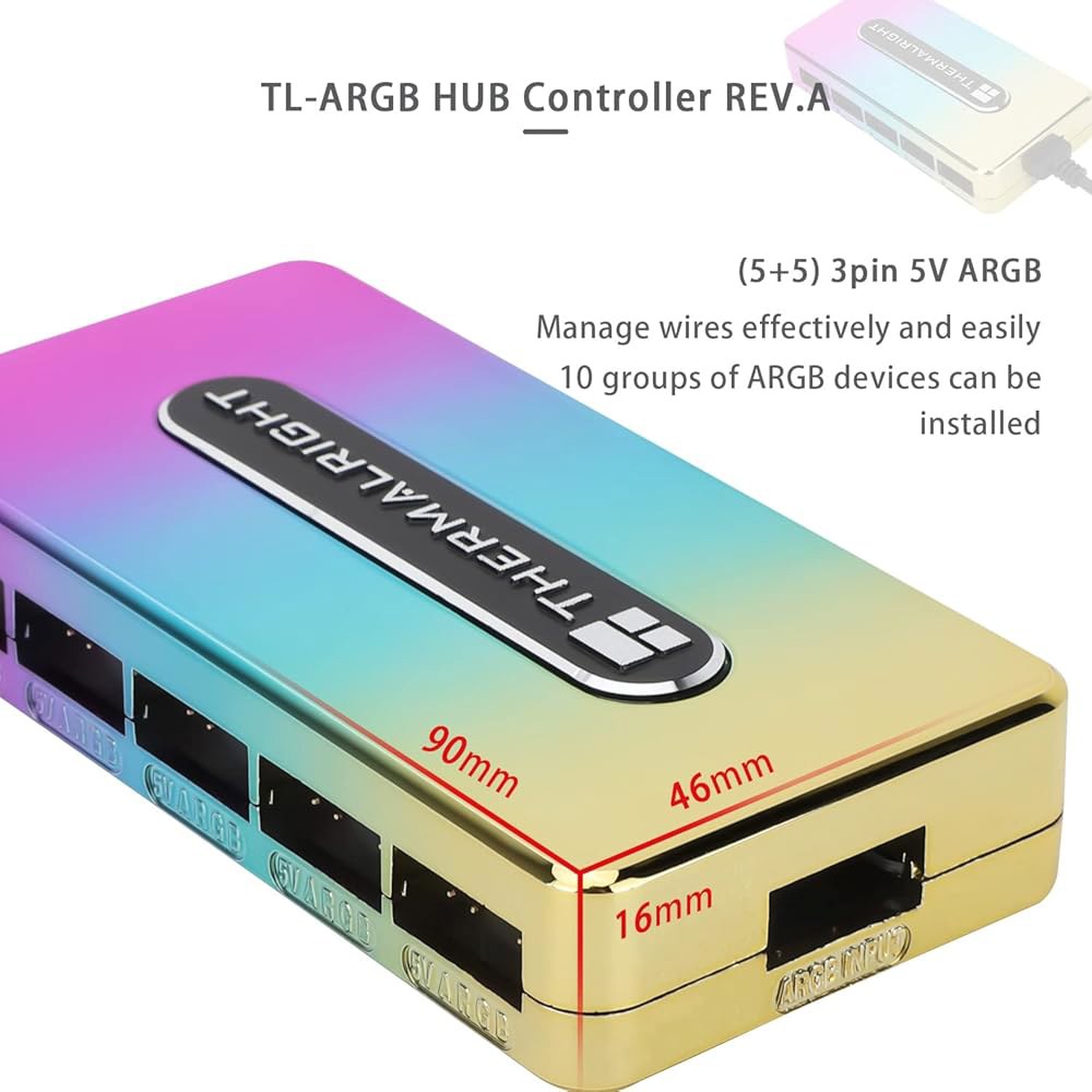 Thermalright ARGB 팬 허브 컨트롤러 지원 8개의 그룹, 8포트 3핀 PC 컨트롤러, 5V 허브, 강력 페이스트 (팬 REV 10) - 상세 이미지 2