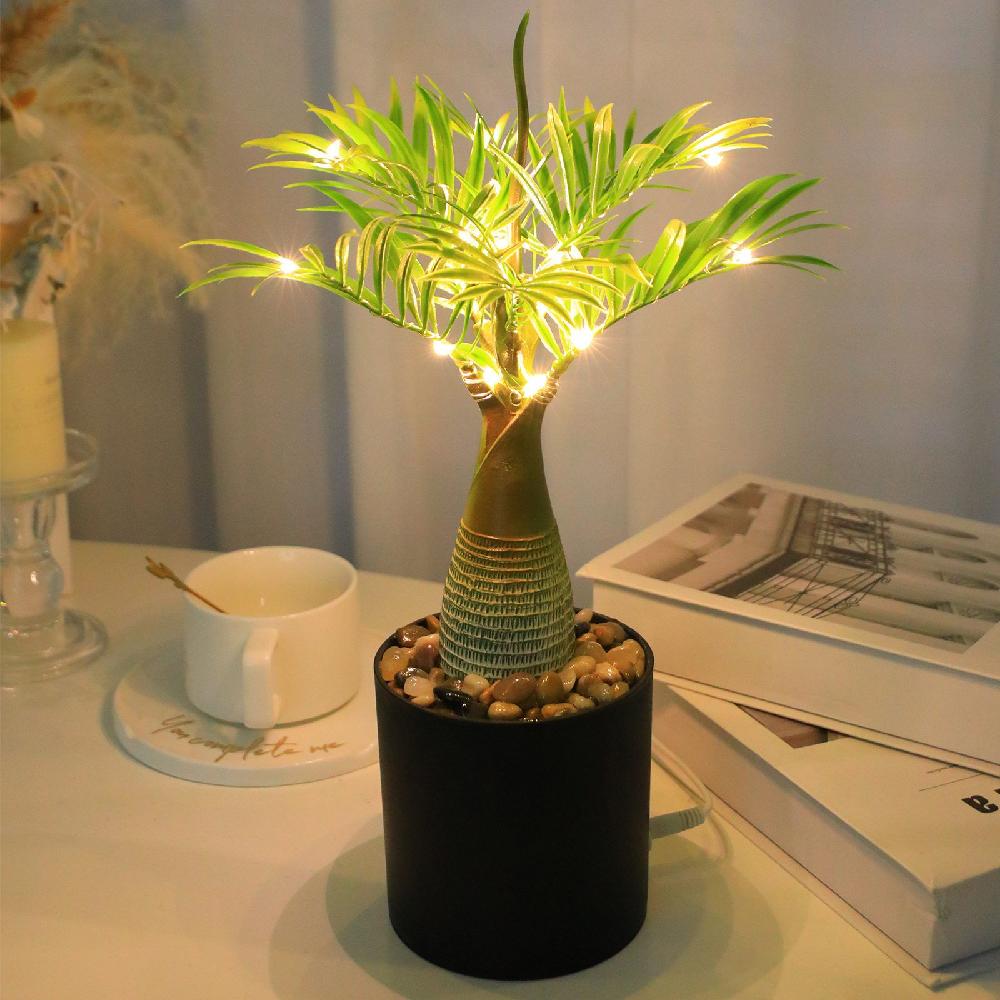 감성 식물 조명 탁상용 야자수 인조 나무 무드등 LED 트리 인테리어 화분 카페 방 꾸미기 - 상세 이미지 4