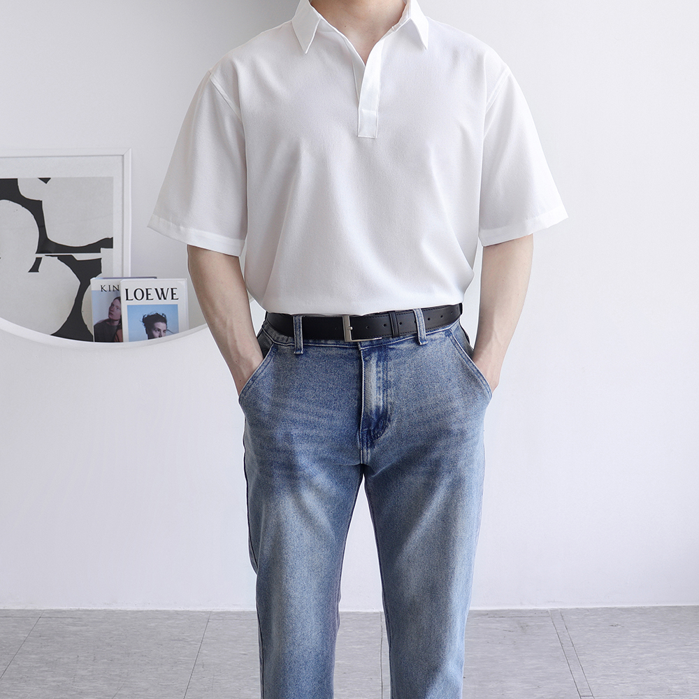 오버핏카라티 링클프리반팔 남자흰티 - 상세 이미지 2