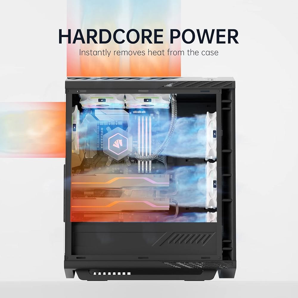 AsiaHorse FS-9002 Pro 120mm RGB 케이스 팬, 26 ARGB LED, 800-1800rpm PWM, 조용한 작동, 9팩(화이트), 4.72인치 x 0.98인 - 상세 이미지 3