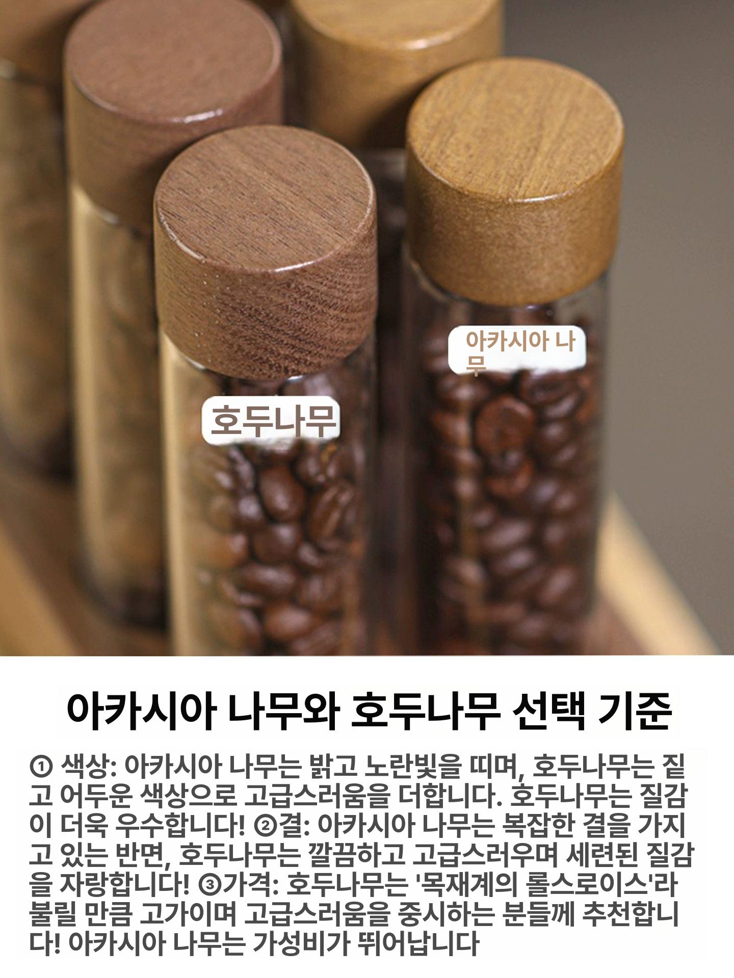 원두 유리보관용기 소분 유리병 세트 4홀 소형 커피보관 6개 15g 아카시아 깔때기 스티커 포함 A - 상세 이미지 5