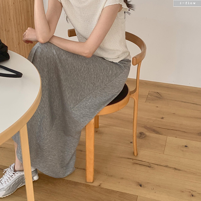 해미 허리밴딩 비스코스 훌 스커트 2col 봄 여름 플레어 트레이닝 코튼 스판 제이플로우 - 상세 이미지 3