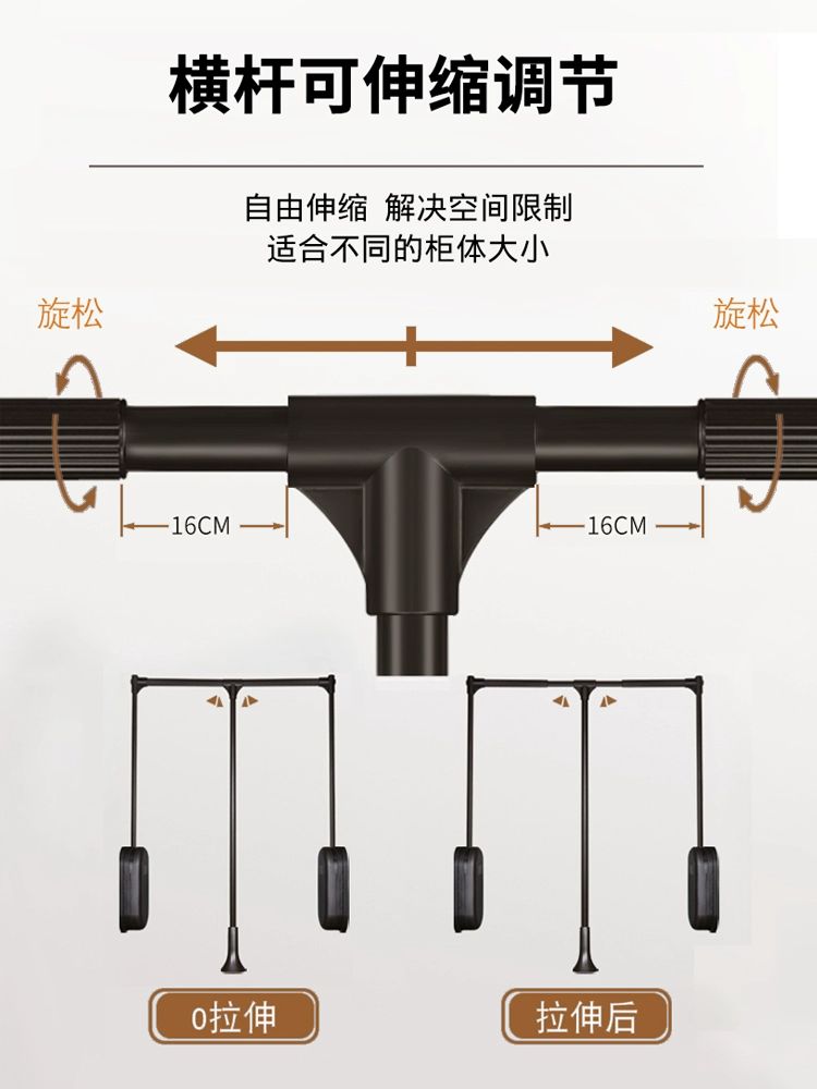 옷장 리프트 행거 행거봉 접이식 옷방 옷걸이 수납 정리 경제형 단일 완충 510-660mm 이미지 6