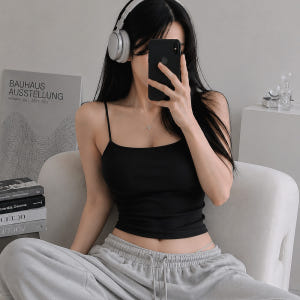 핑크앤다이아 스무드 셔링 볼륨 캡내장 브라탑 레이어드 크롭 데일리 이너웨... 착용 후기 | 사이즈/핏 총정리 - 상품 이미지 2