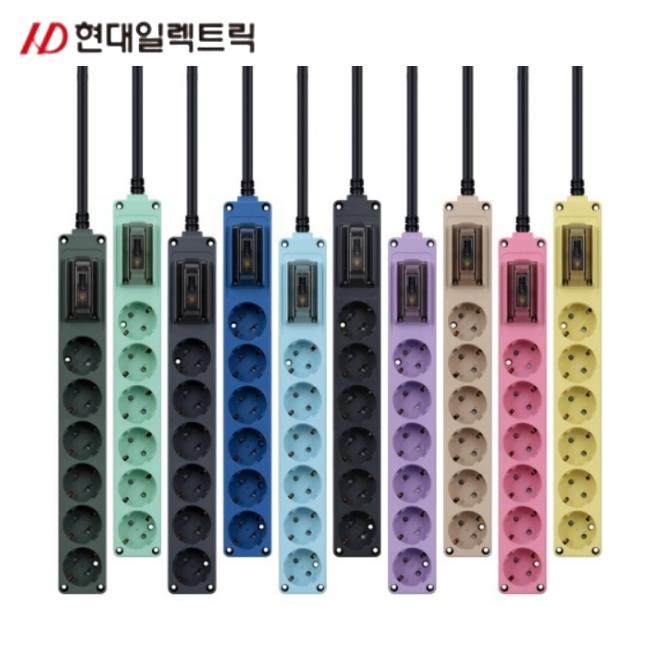 컬러 3구디자인멀티탭 5M 3500W 고용량 국산 멀티콘센트 - 상세 이미지 2