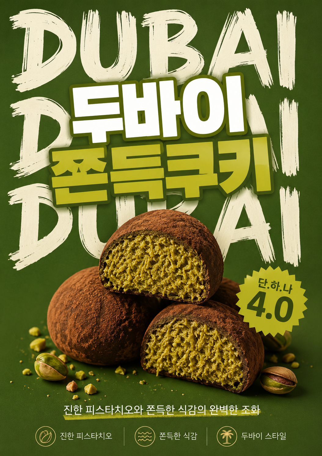 두바이쫀득쿠키 포스터 두쫀쿠 제작 메뉴 인쇄 디저트 카페 J 반광택 인화지 235g A3 - 상세 이미지 2