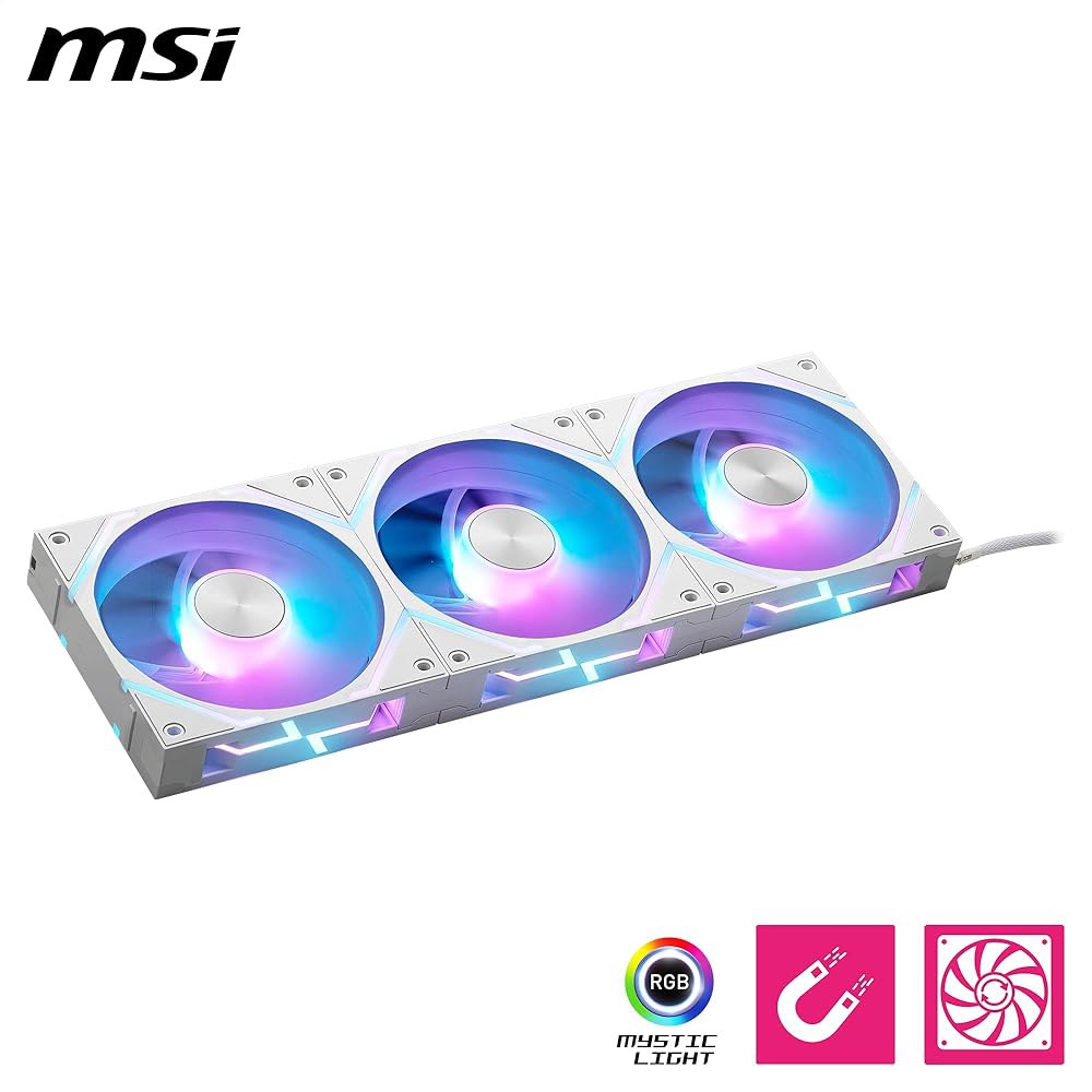 MSI MPG EZ120R ARGB WHITE-3W 팬 - 120mm 팬, 특허받은 마그네틱 커넥터 블록, 데이지 체인 연결, 유체 다이내믹 베어링 + 추가 너트 고정, 허브, - 상세 이미지 3