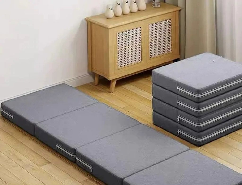 탄탄한 토퍼매트리스 접이식 침대 매트 수면 바닥 카키 60x200cm 5cm 두께 - 상품 이미지