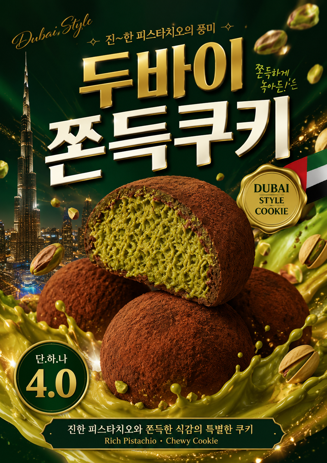 두바이쫀득쿠키 포스터 두쫀쿠 제작 메뉴 인쇄 디저트 카페 H 반광택 인화지 235g A3 - 상세 이미지 2