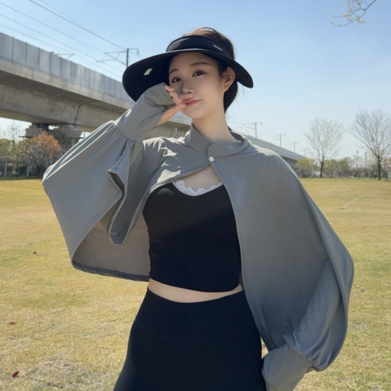 여성 여름 UV차단 후드 볼레로 냉감 크롭 가디건 - 상품 이미지