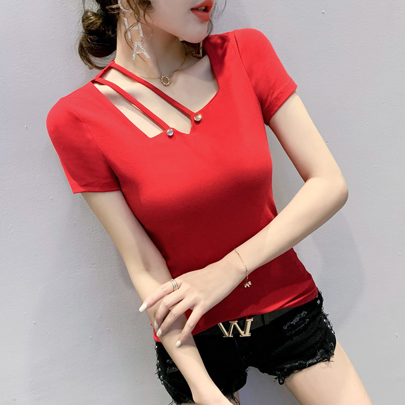라인댄스 상의 사교 라틴 여성 방송 댄스스포츠 줌바복 반팔티 스퀘어넥 포인트 - 상세 이미지 4