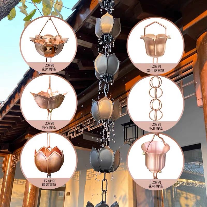 빗물받이 낙수 지붕 처마 물받이 장식품 한옥 A 알루미늄 나팔꽃 1m 9송이 - 상세 이미지 3