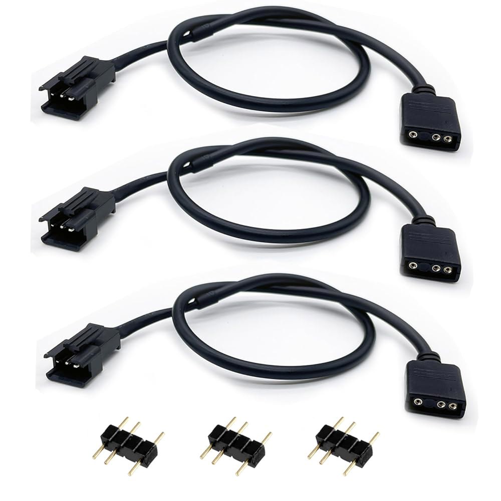 (3팩) ARGB 확장 케이블, 5V 3핀 대 JST SM 남성 어댑터 주소 지정 가능한 RGB 1대 1 11.8인치 1 Argb Splitter Cable 3pc - 상품 이미지