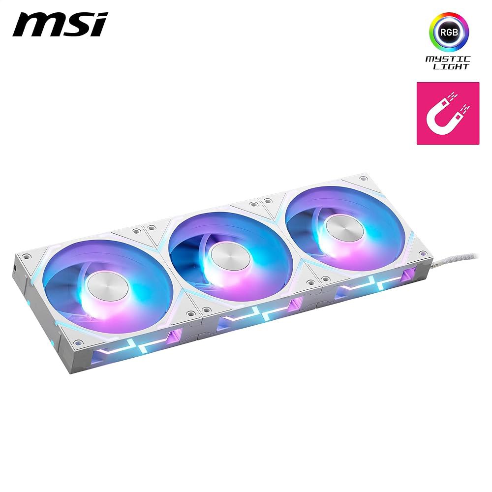 MSI MPG EZ120 ARGB WHITE-3W 팬 - 120mm ARGB, 특허받은 마그네틱 커넥터 블록, 데이지 체인 연결, 유체 다이내믹 베어링 + 추가 너트 고정, 허브, - 상세 이미지 2