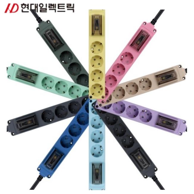 컬러 3구디자인멀티탭 5M 3500W 고용량 국산 멀티콘센트 - 상세 이미지 4