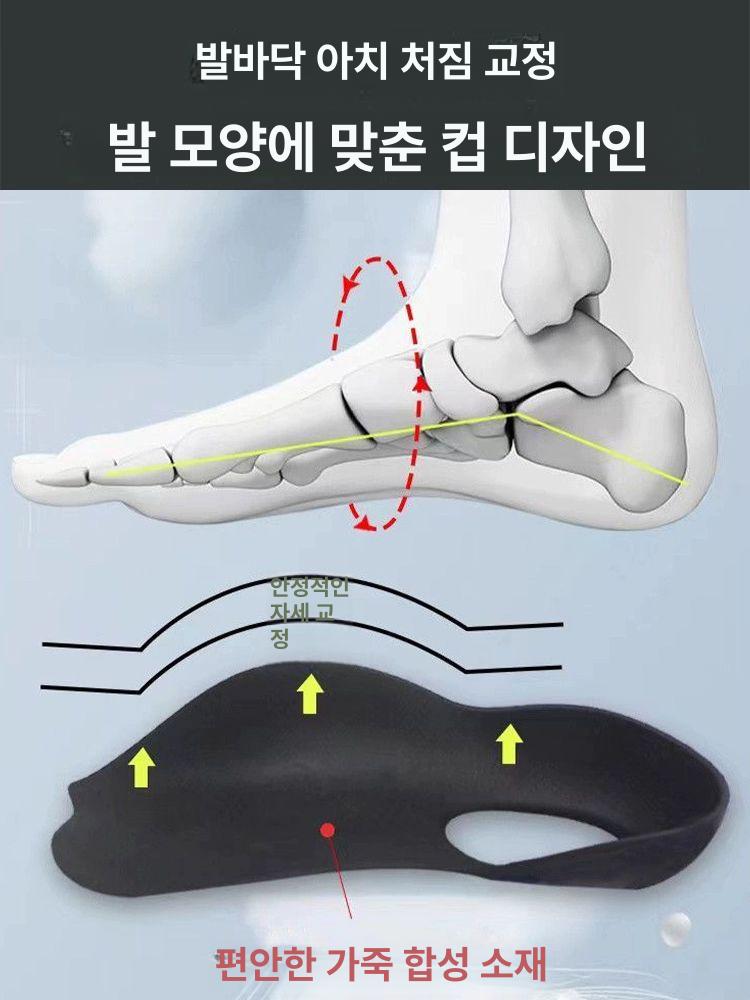 X다리 깔창 방지 지지 아치형 1쌍 휜다리 TPU 블랙 블랙 S 1쌍 - 상세 이미지 3