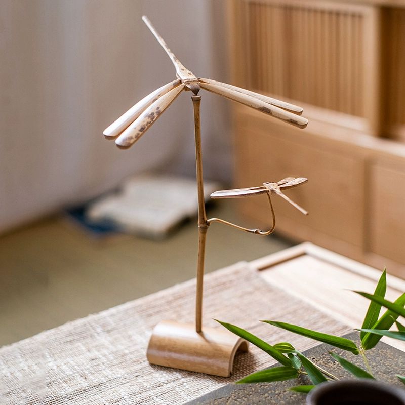 잠자리장식 실내 정원 선물 대나무 소품 대나무 잠자리 오리지널컬러 - 상품 이미지