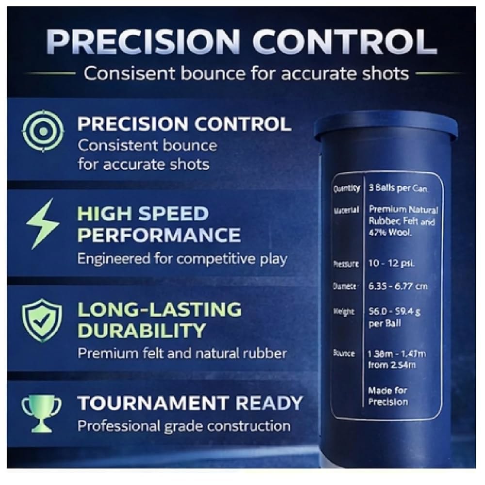 Main Products Pro Padel Balls - 천연 (공 품질 펠트 47 코어 4팩 가압 코트용 모든 토너먼트 파델 12개) 울 프리미엄 일관된 바운스 볼 고무 전문 - 상세 이미지 2