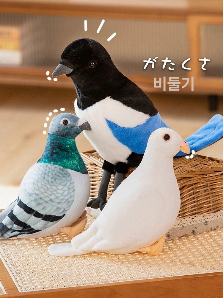 유니크한 새인형 까치 비둘기인형 귀여운 인형 선물 리얼리스틱 화이트 도브 20cm - 상세 이미지 2