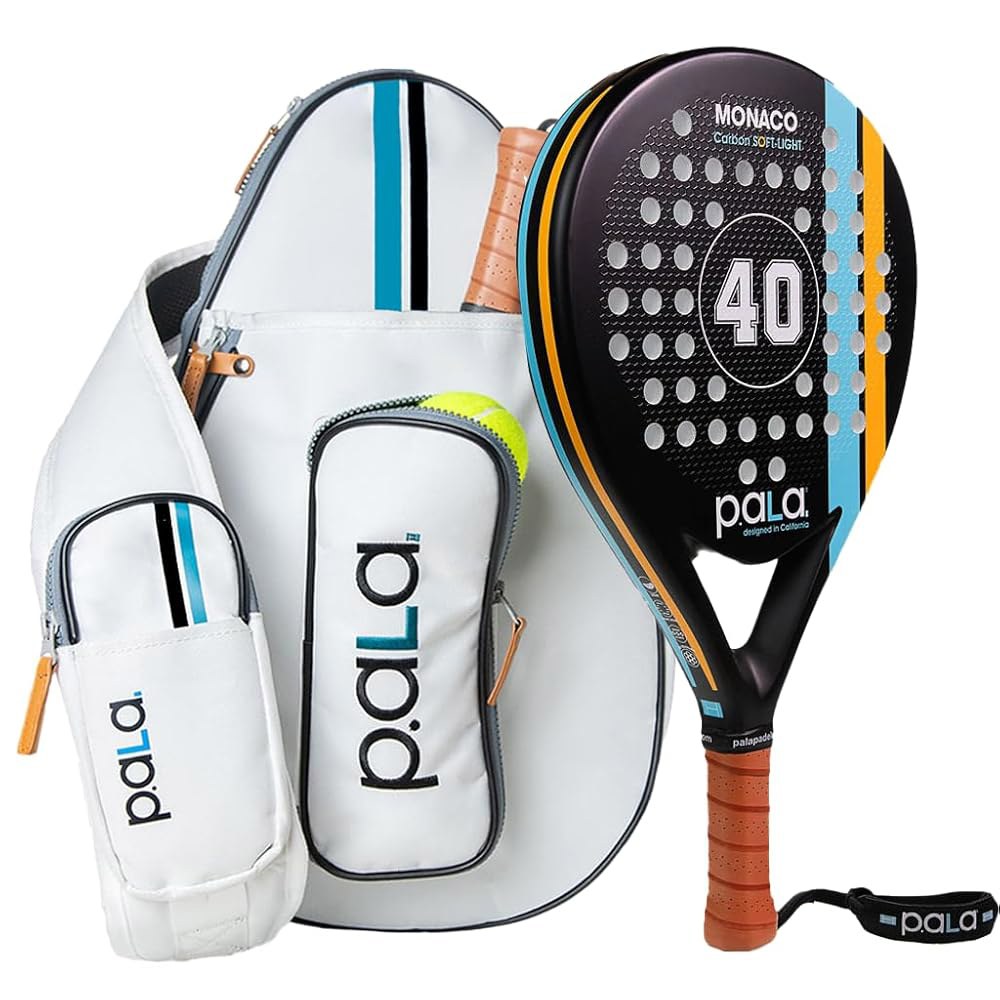 P.ala Padel 라켓 세트 가방 포함 10.2cm(4인치) 섬유 중급 탄소 - 0.9kg(2파운드), 키트 초보자부터 경량 그립, 패드 완벽한 라켓, 위한 플레이어를 스타터 - 상품 이미지