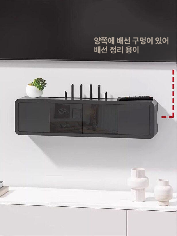 셋톱박스 거치대 무타공 공유기 스피커 인공지능 브라켓 선정리 아트월걸이 선반 전서커버 - 상세 이미지 3