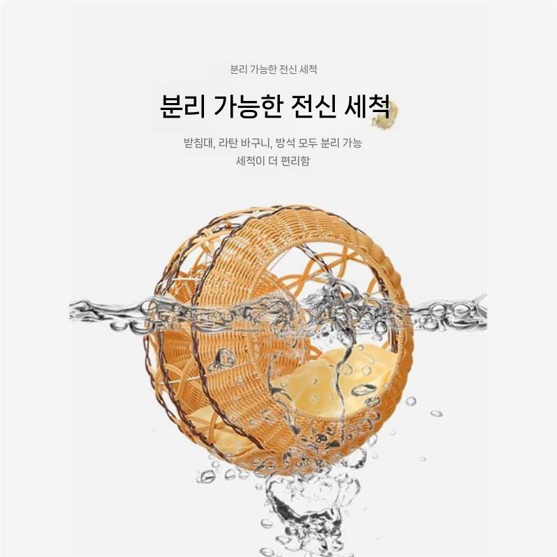 반려묘 등나무 원형 인다라탄샵 사계절 손잡이 수납함 반려견 라탄바구니 메종인다라탄샵 바스켓 - 상세 이미지 2