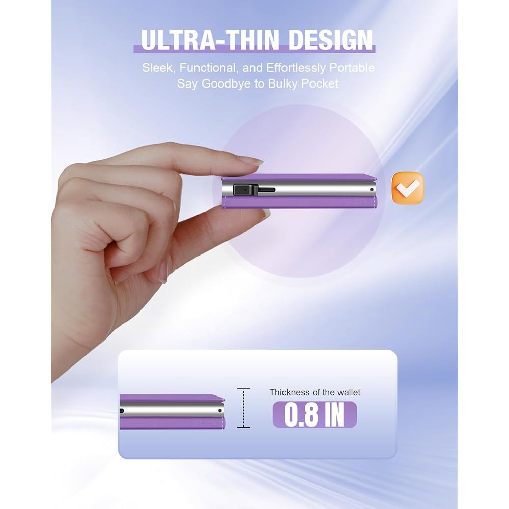 던코브 여성 지갑 카드 홀더 - 팝업 알루미늄 케이스, 프리미엄 유연한 가죽, 여성용 스마트 지갑, RFID 차단, 슬림, 미니멀리스트, 프론트 포켓 9-14 용량 | ID 창 - 상세 이미지 2