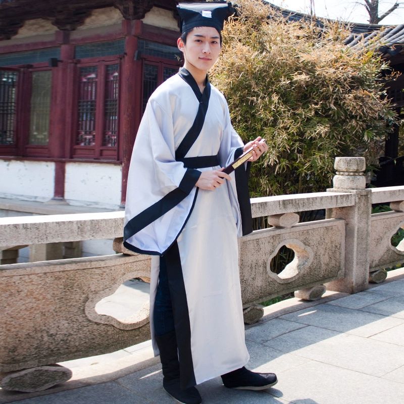 두루마기 한복 호의무사옷 남자 협객 망토 촬영 의상 그레이 모자 포함 150cm - 상세 이미지 3